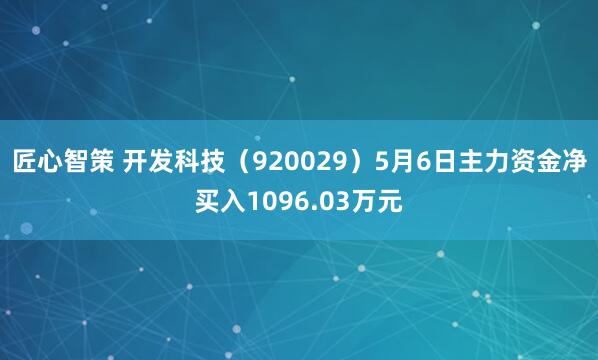 匠心智策 开发科技（920029）5月6日主力资金净买入1096.03万元