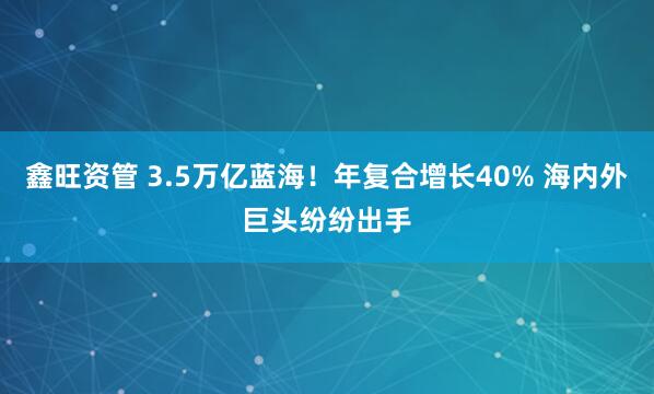 鑫旺资管 3.5万亿蓝海！年复合增长40% 海内外巨头纷纷出手