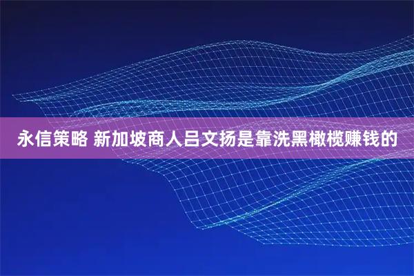 永信策略 新加坡商人吕文扬是靠洗黑橄榄赚钱的